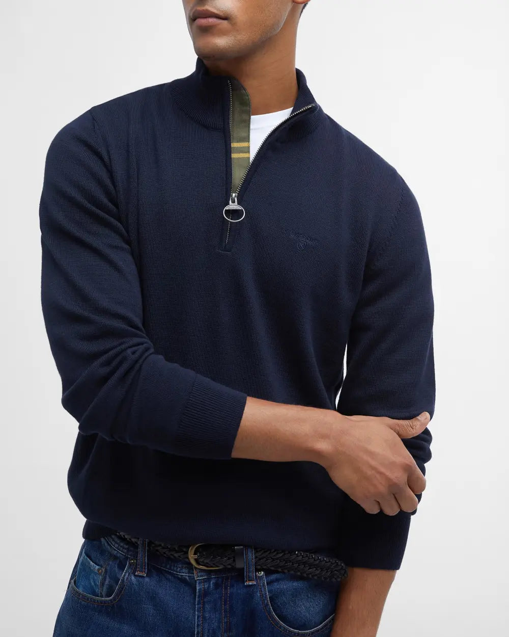 Mens Barbour Cotton Half-Zip Jumper (Classic Navy)