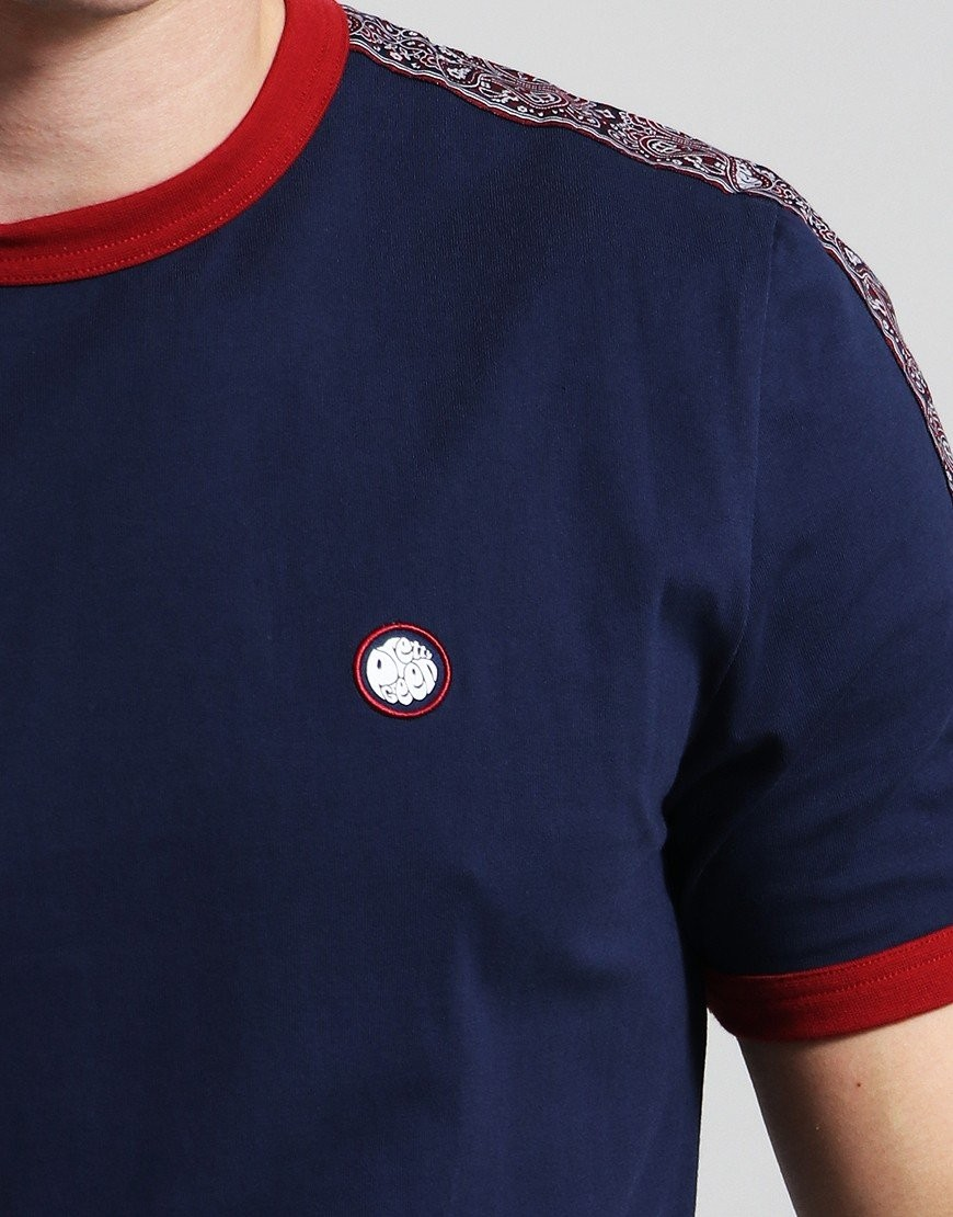 Mens Pretty Green Eclipse Tape T-Shirt (Navy)