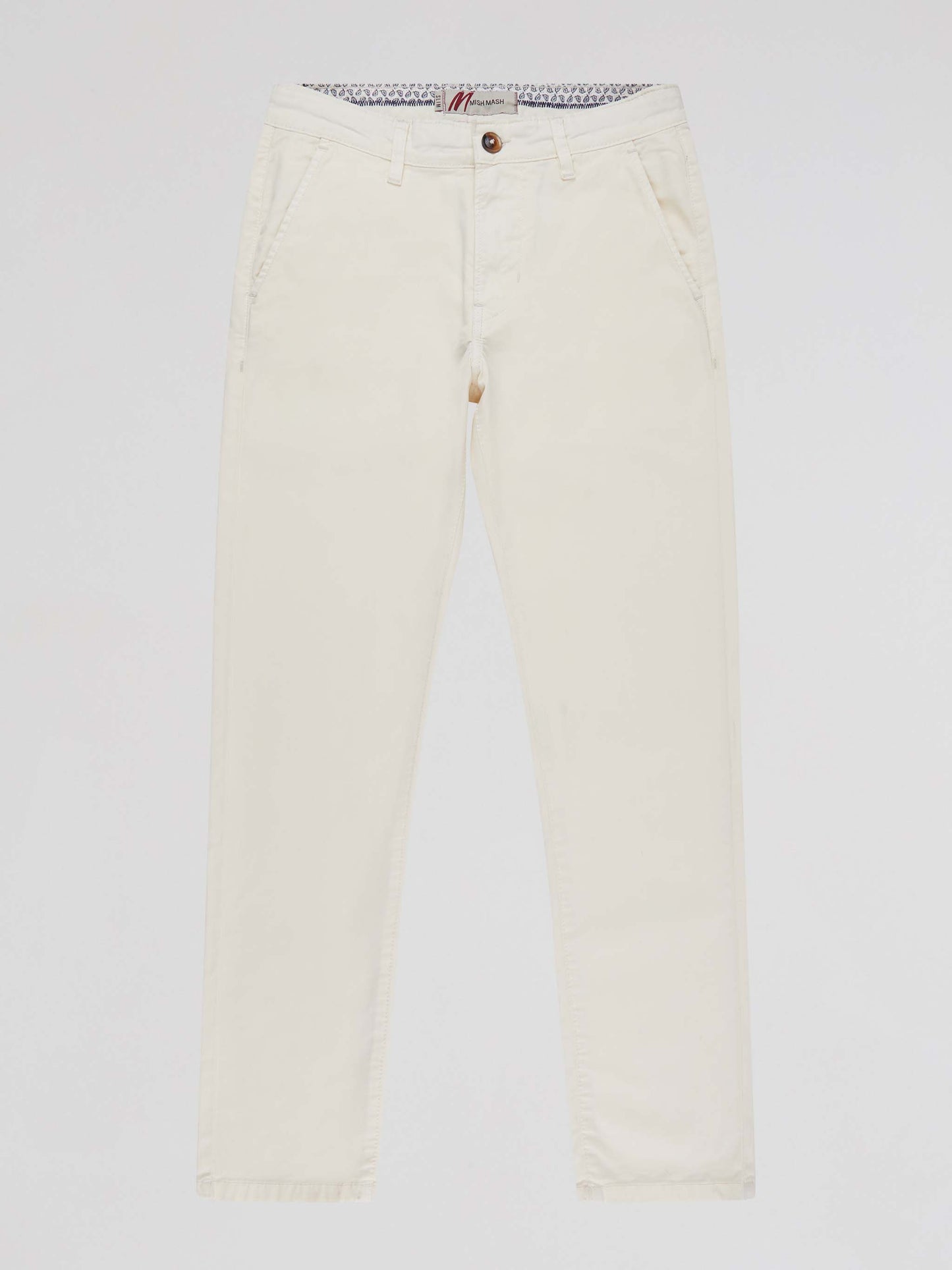 MISHMASH Tapered Fit Mid Stretch Casual Cotton Bromley Gardenia Chino Trousers