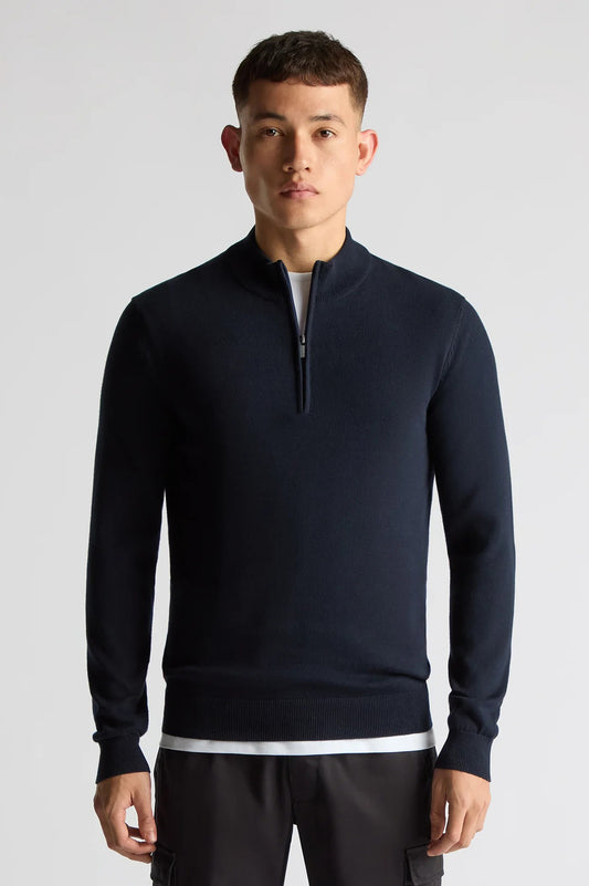 Remus Uomo Tapered Fit Half Zip Cotton Sweater