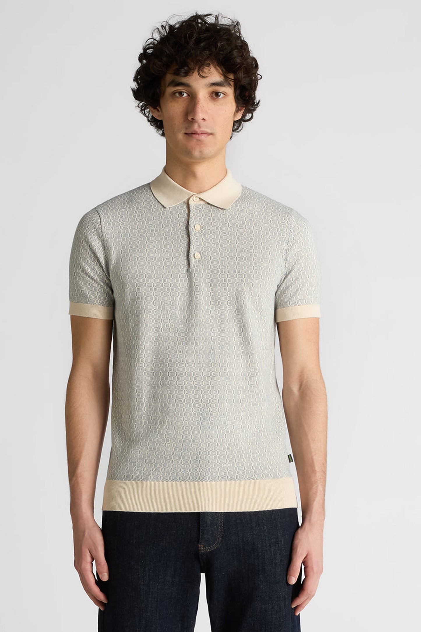 Remus Uomo Slim Fit Cotton Geometric Polo Shirt