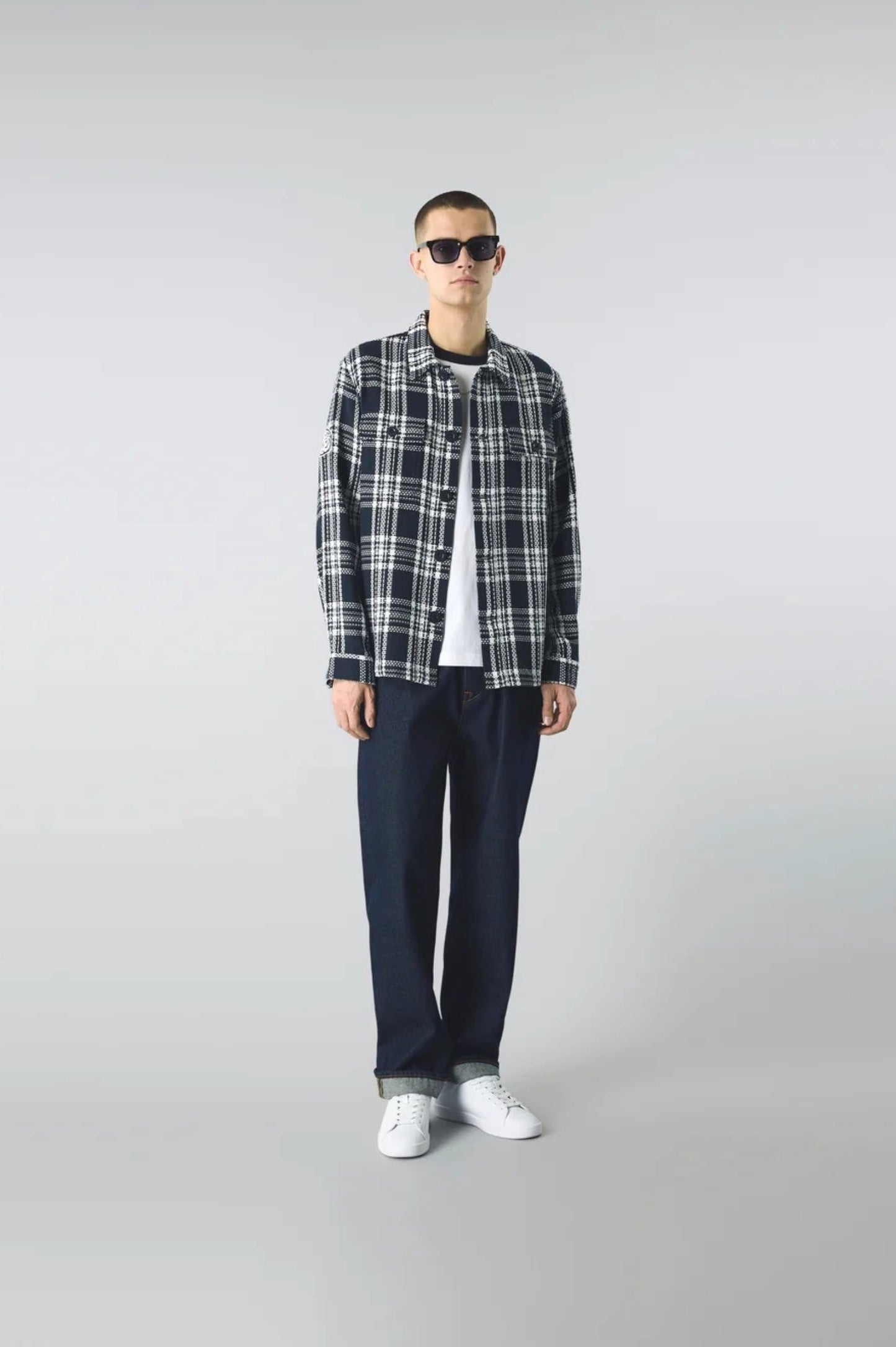 Mens Pretty Green Islington Textured Overshirt (Navy)