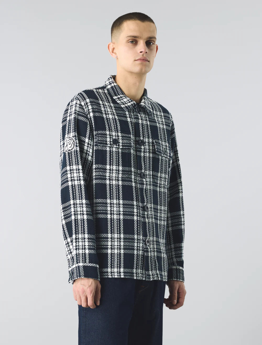 Mens Pretty Green Islington Textured Overshirt (Navy)