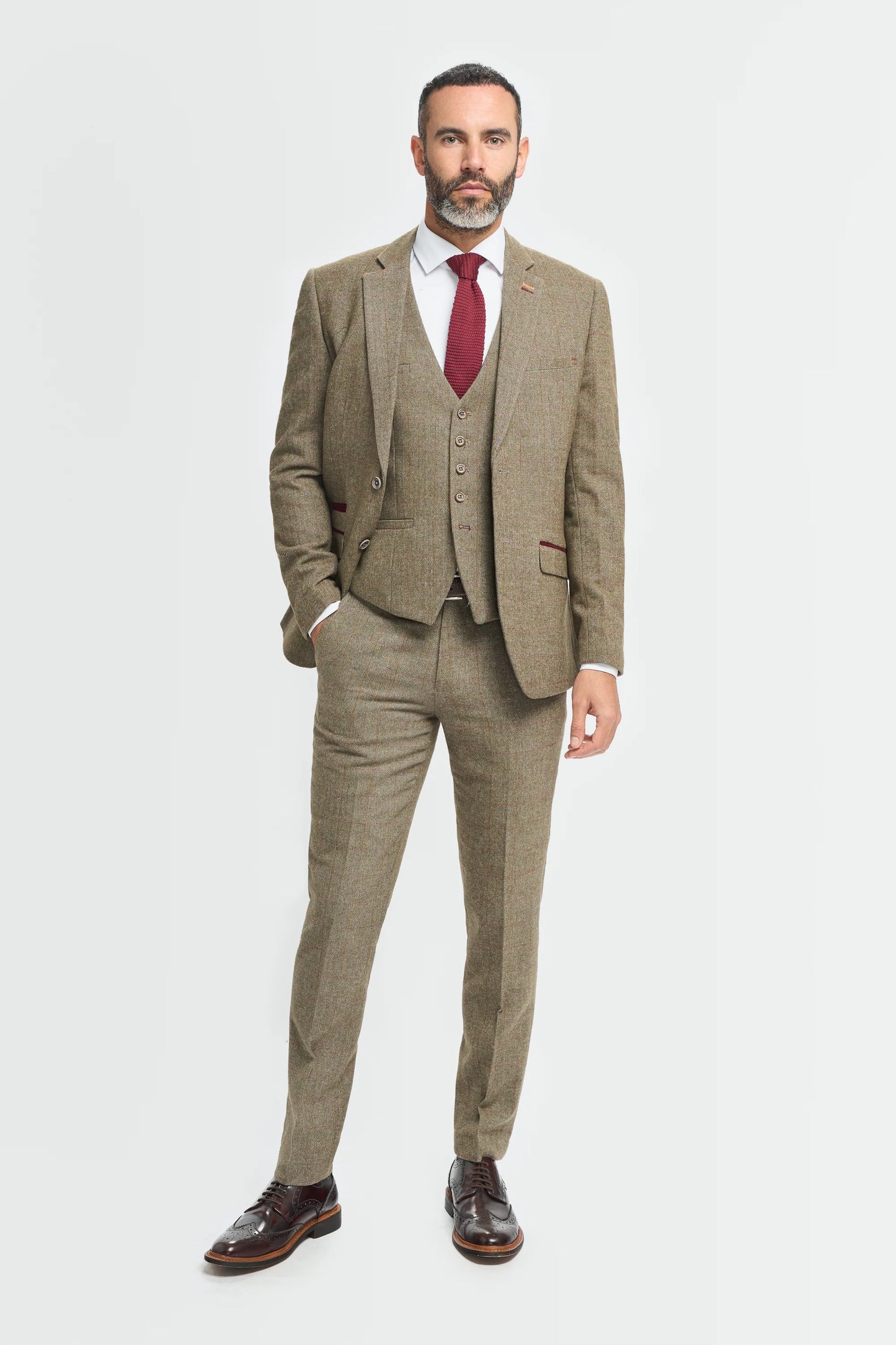 Gaston Sage Tweed Slim Fit Blazer...