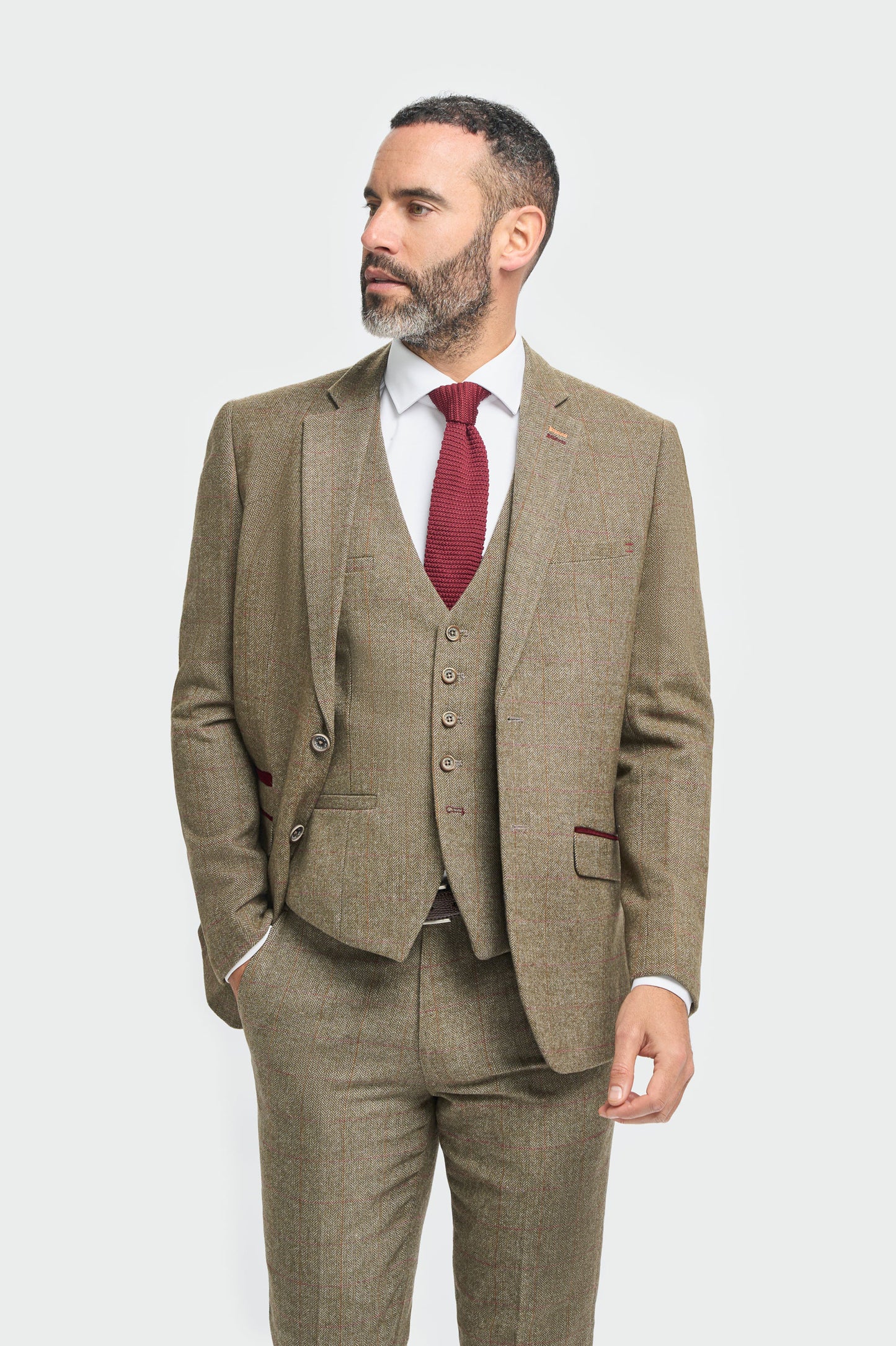 Gaston Sage Tweed Slim Fit Blazer...