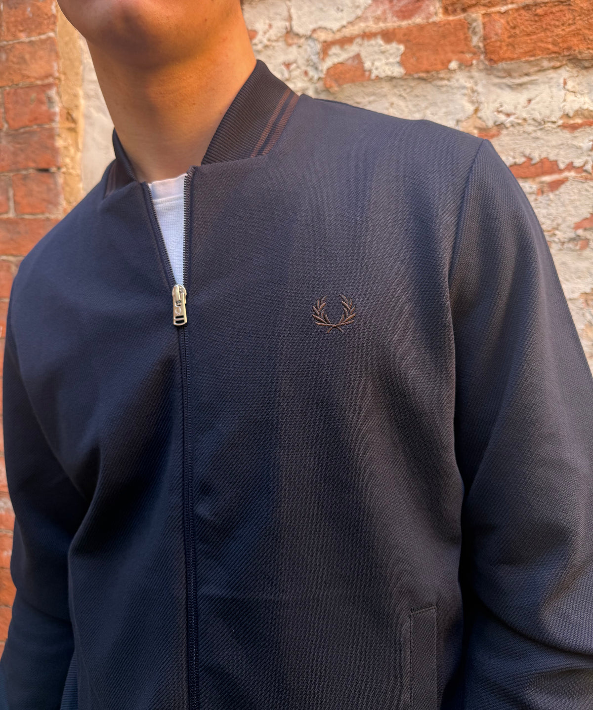 Fred Perry Tipped bomber Track Jacket navy