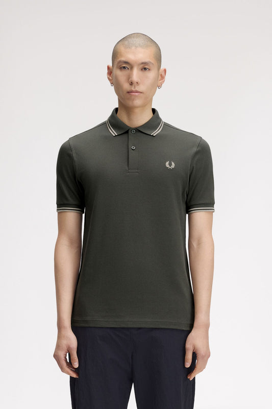 Fred Perry twin tipped polo fieldgreen/oatme