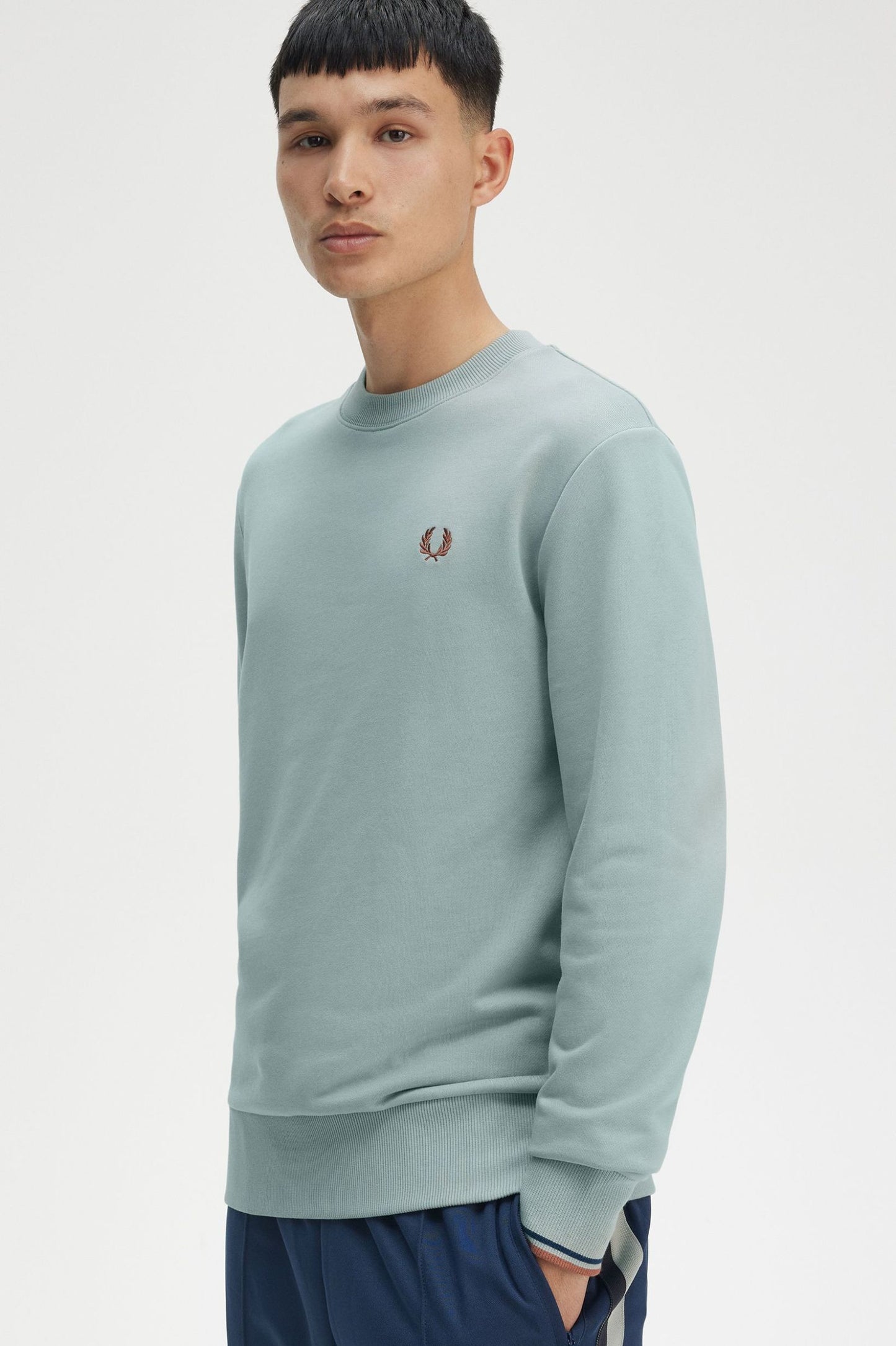 Fred Perry Crew Neck Sweatshirt (Silver Blue)