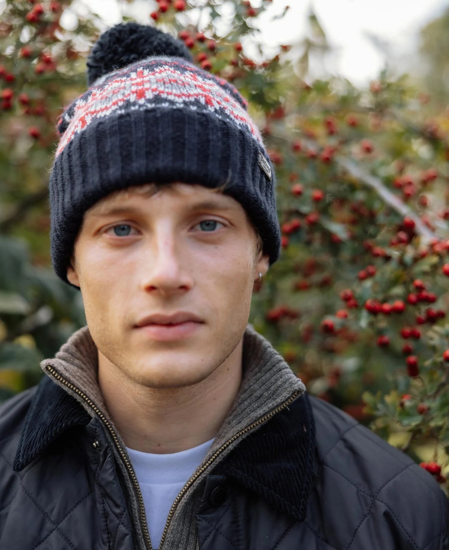 Mens Barbour Case Fairisle Beanie (Navy)