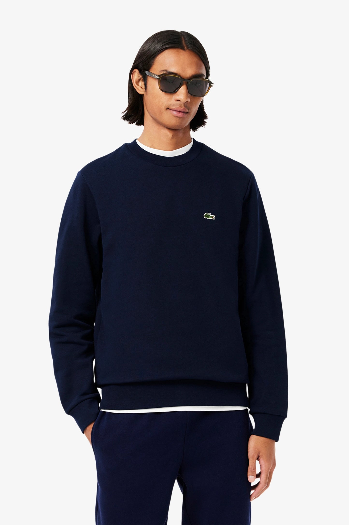 Lacoste Fleece Crew Neck Sweatshirt (Midnight Blue)