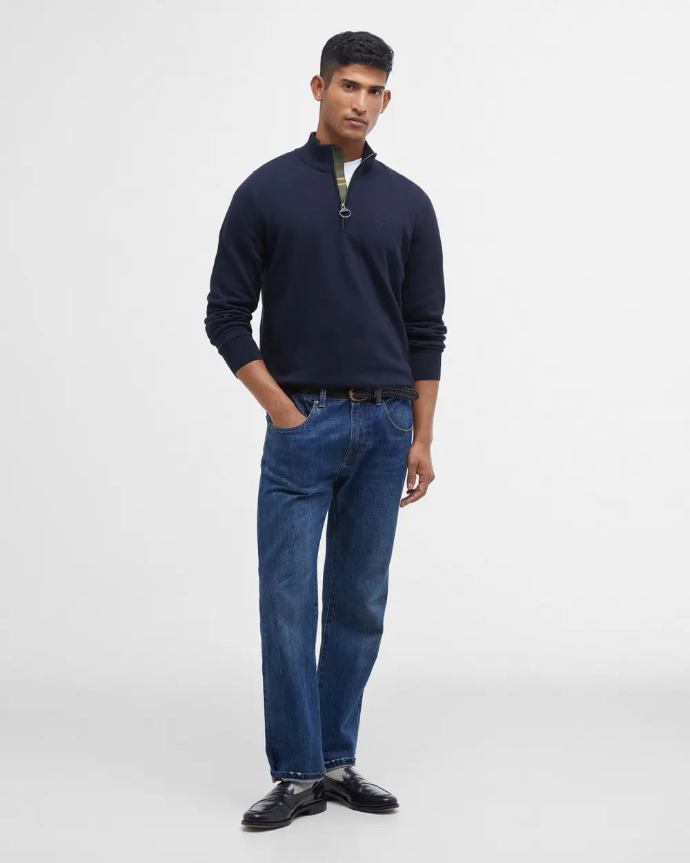 Mens Barbour Cotton Half-Zip Jumper (Classic Navy)