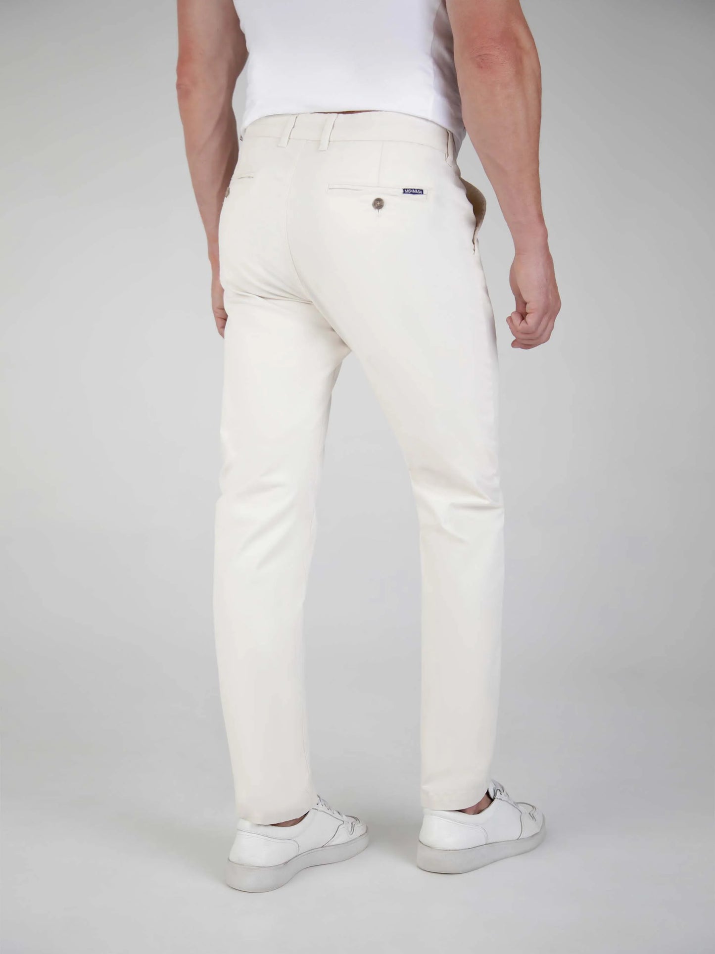 MISHMASH Tapered Fit Mid Stretch Casual Cotton Bromley Gardenia Chino Trousers