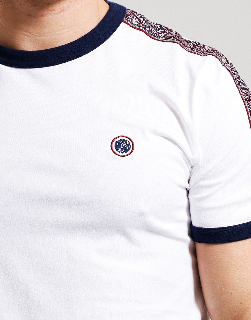 Mens Pretty Green Eclipse Tape T-Shirt (White)