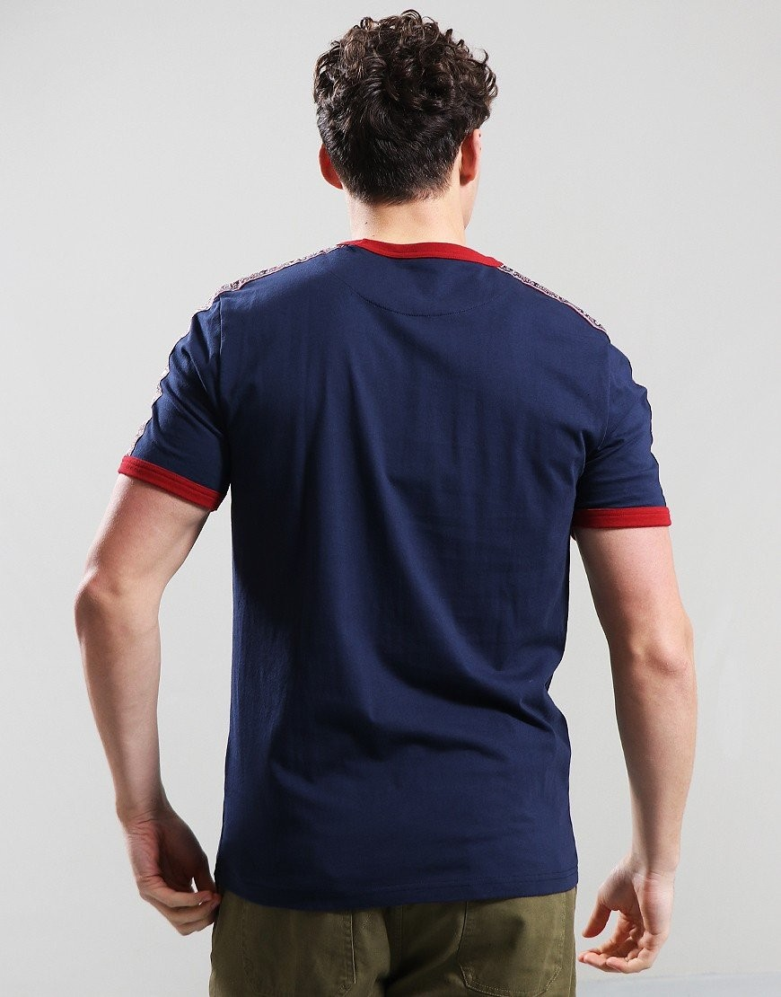 Mens Pretty Green Eclipse Tape T-Shirt (Navy)