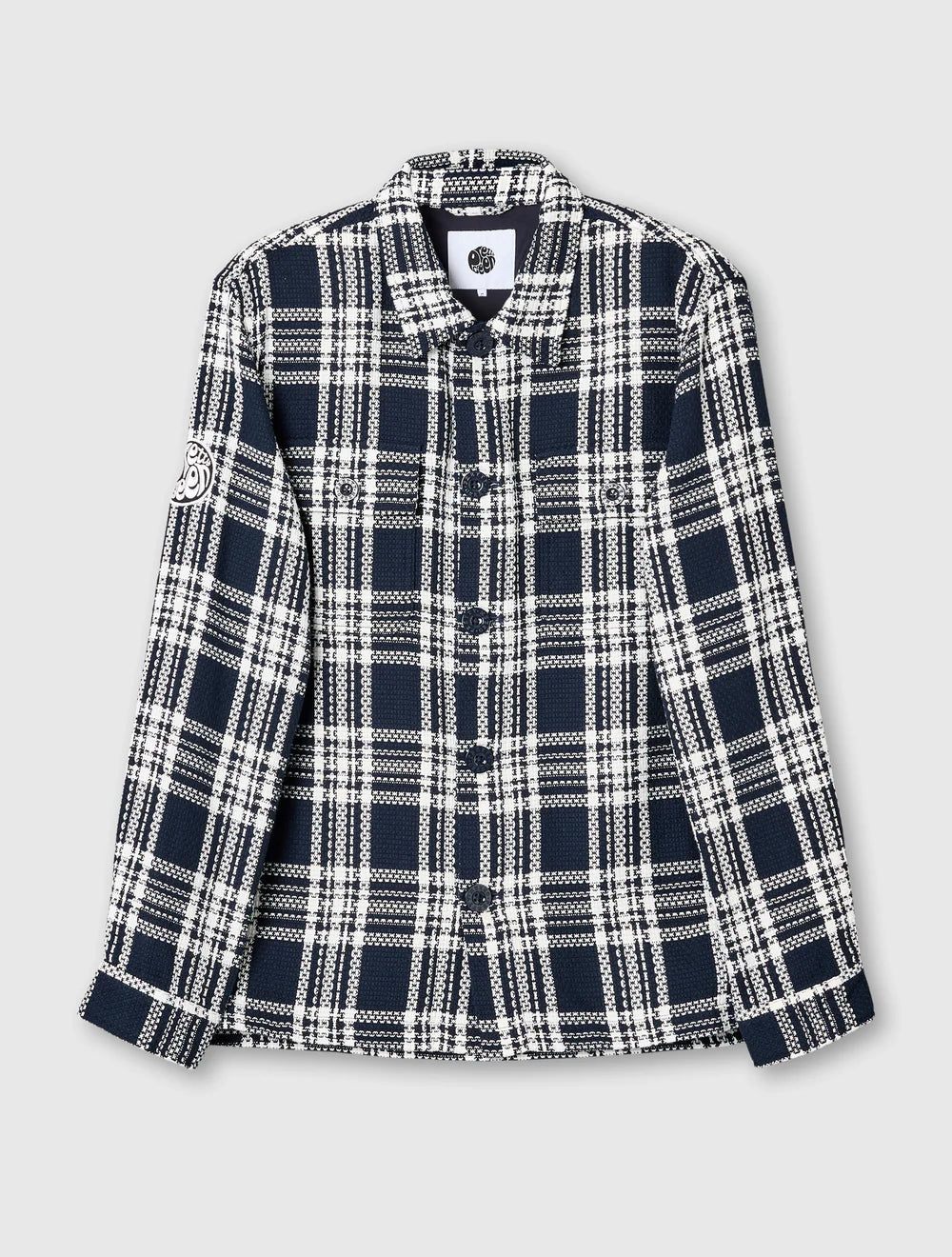 Mens Pretty Green Islington Textured Overshirt (Navy)