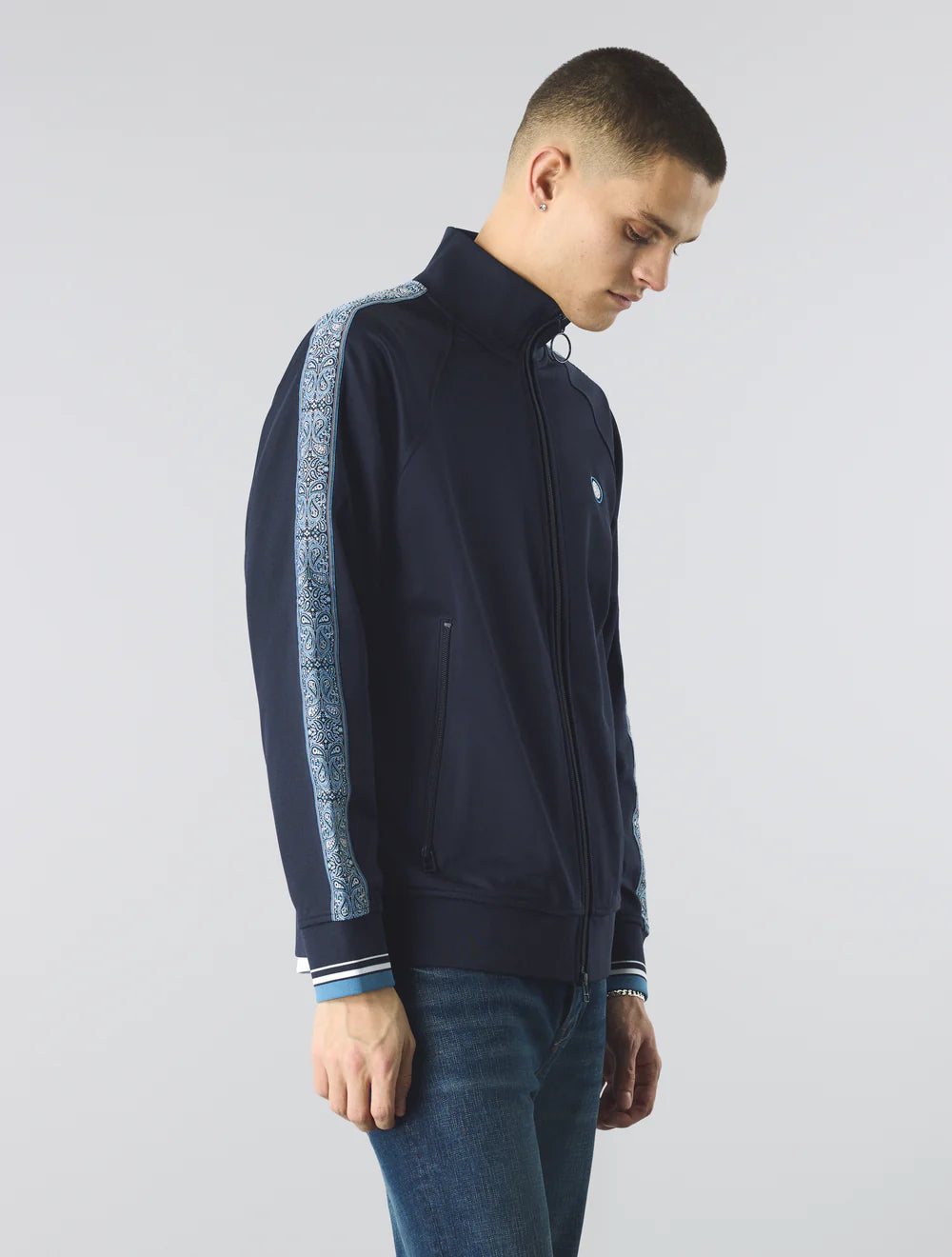 Mens Pretty Green Tape Track Top (Navy)