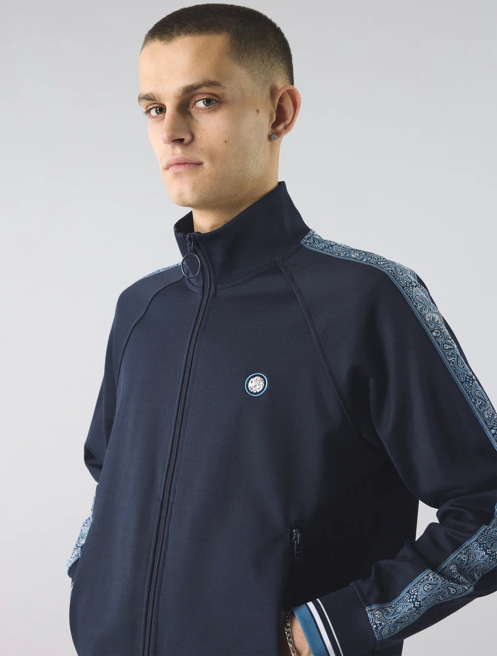 Mens Pretty Green Tape Track Top (Navy)