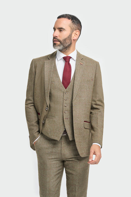Gaston Sage Tweed Slim Fit Blazer...