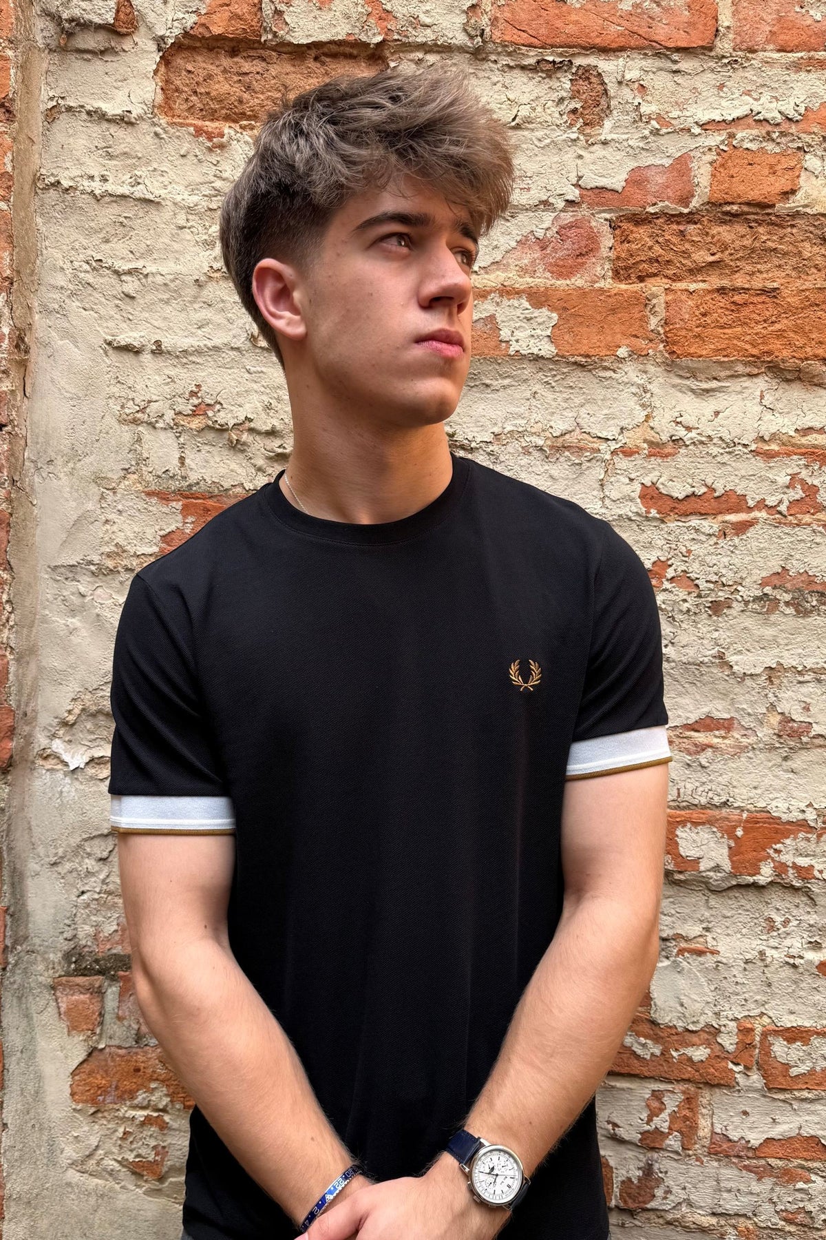 Fred Perry Cuff T Shirt Black