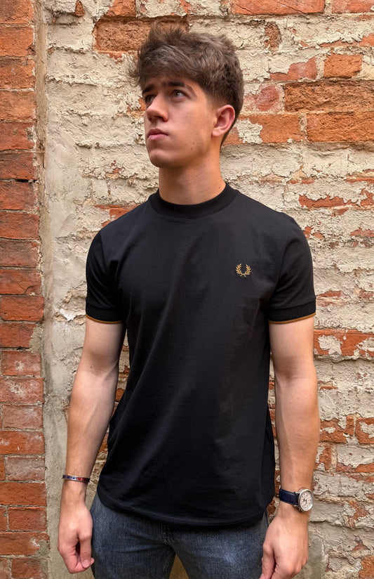 Fred Perry Mesh cuff t shirt Black
