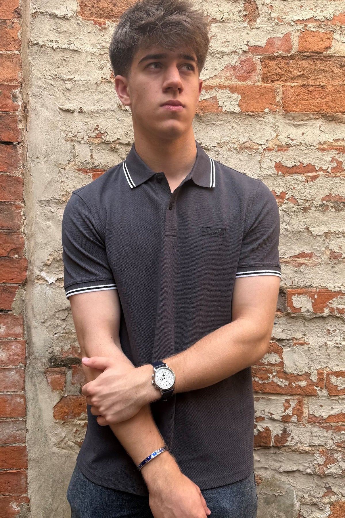 Barbour Evan Tipped polo shirt Asphalt
