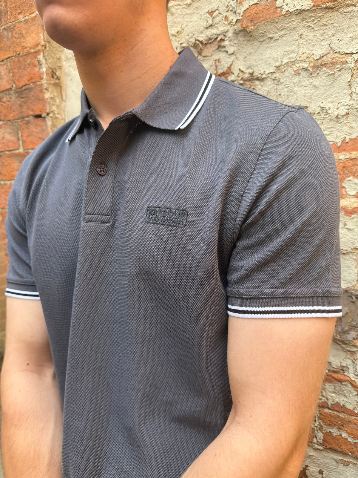 Barbour Evan Tipped polo shirt Asphalt