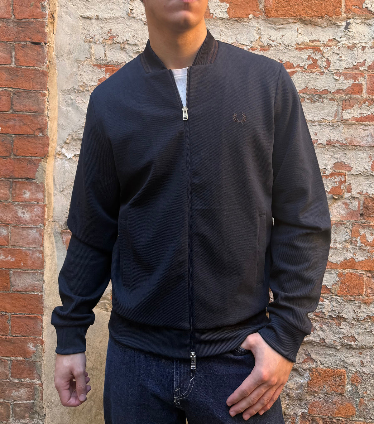 Fred Perry Tipped bomber  Track Jacket navy