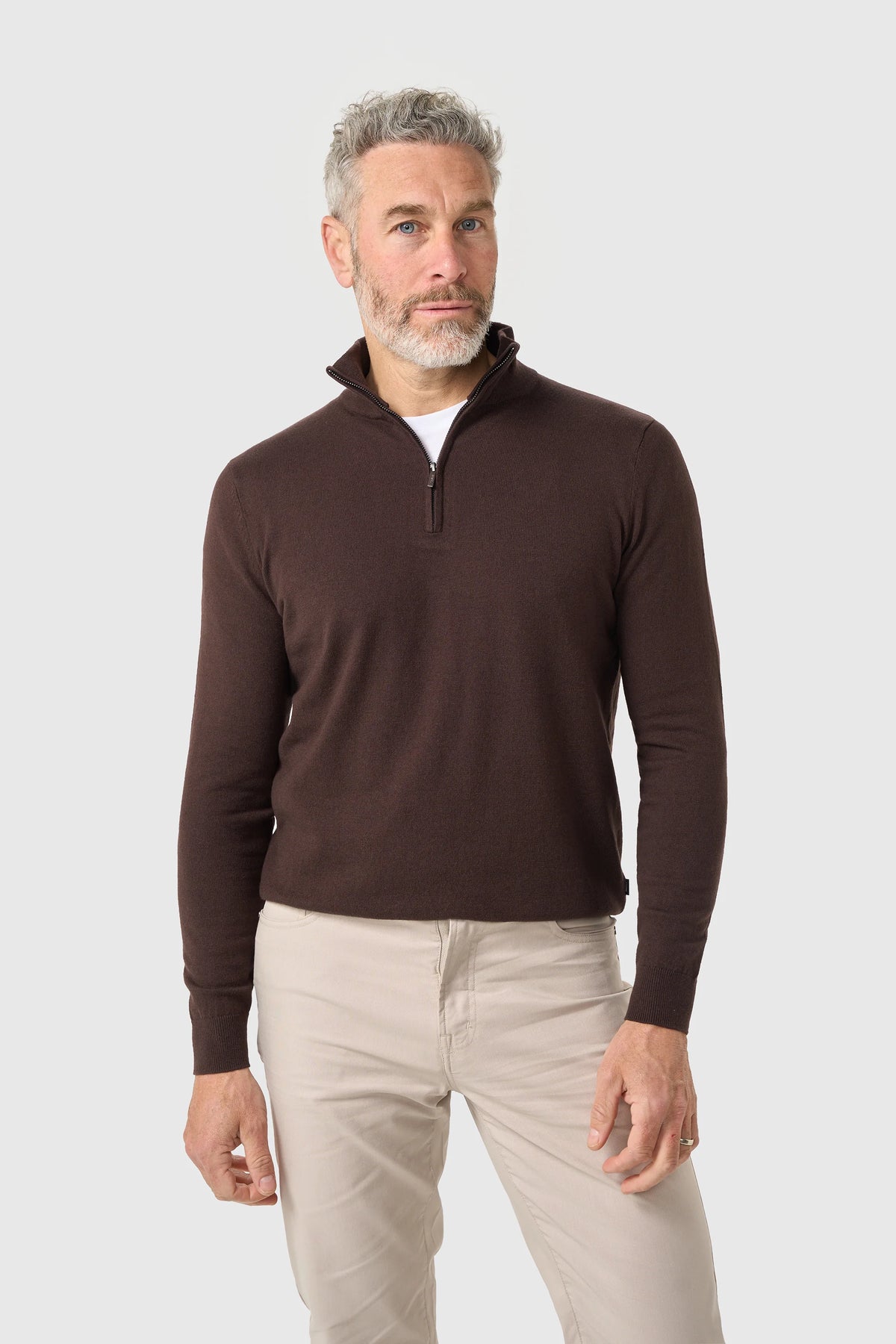 Cavani Ivano quarter zip knitwear Choclate
