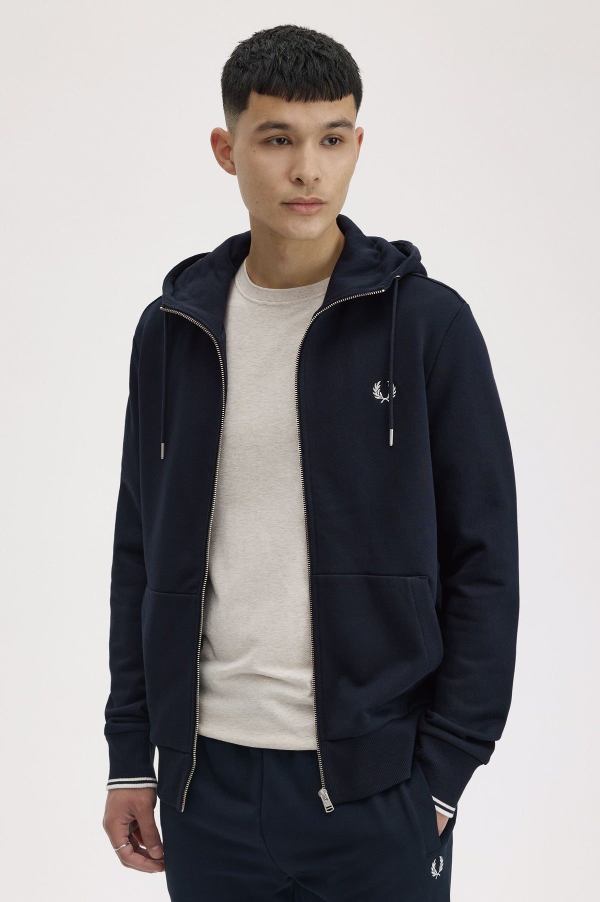 Fred Perry Hooded Zip thru sweatshirt navy