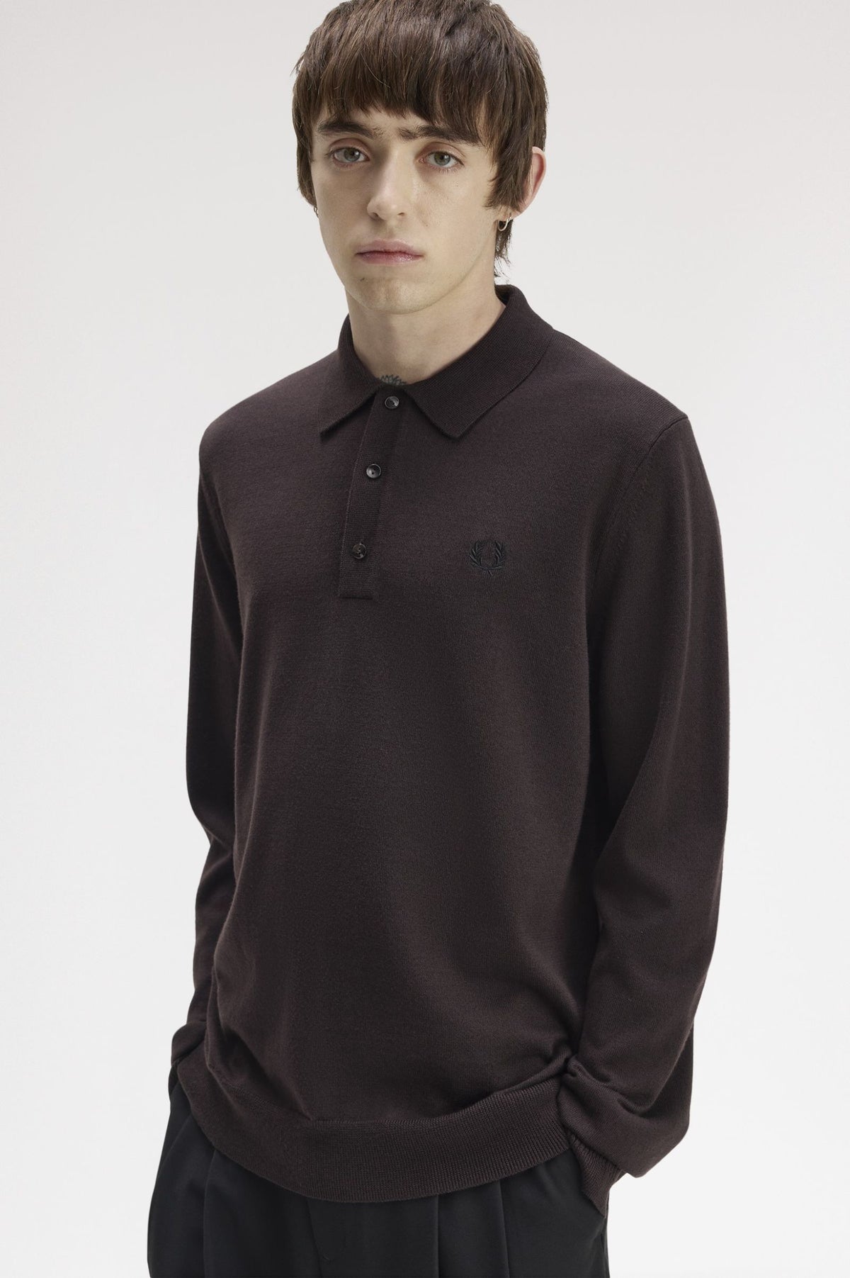Fred Perry Knitted polo shirt Rich Brown