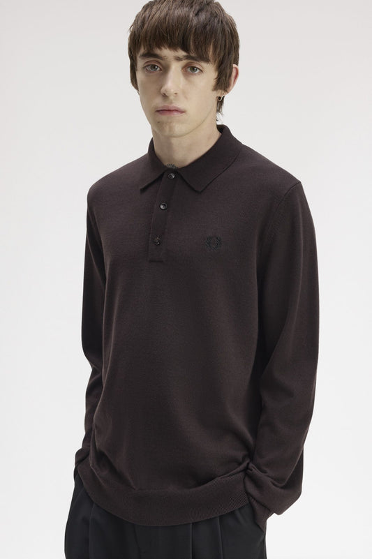 Fred Perry Knitted polo shirt Rich Brown