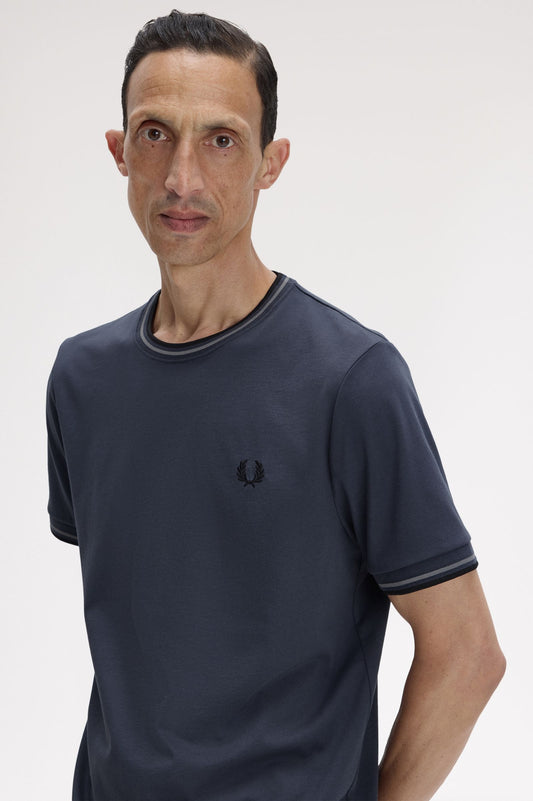 Fred Perry twin tipped t shirt dark aitforce/spbl/blk
