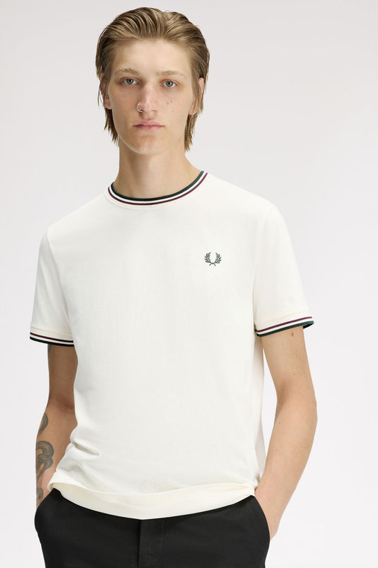 Fred Perry twin tipped t shirt ecru/crtbl/blu/oxblod