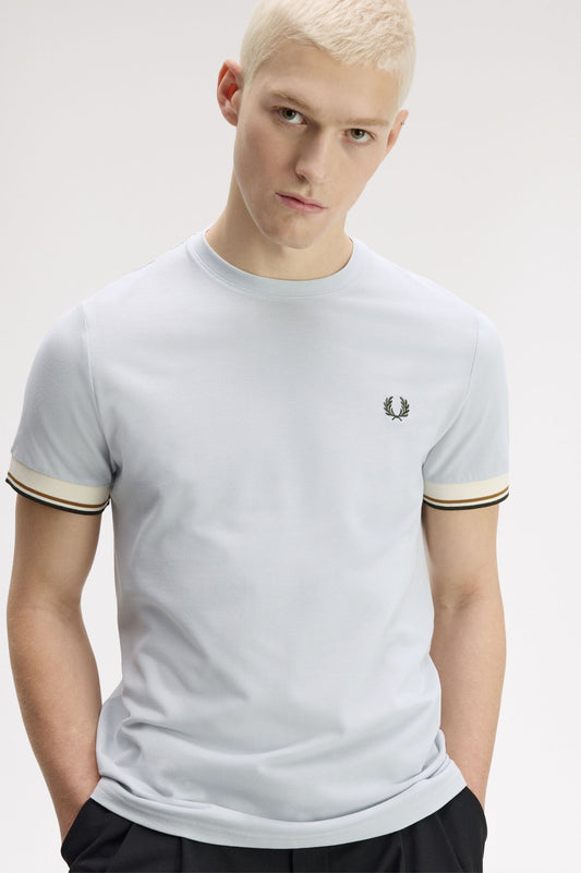Fred Perry Cuff T Shirt Dusky Blue