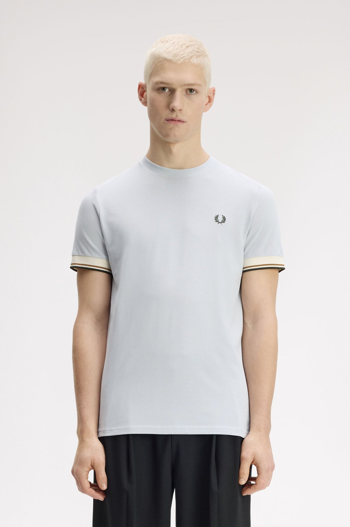 Fred Perry Cuff T Shirt Dusky Blue