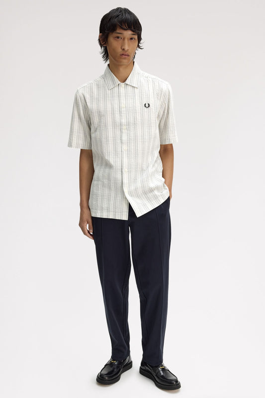 Fred Perry seersucker check shirt Ecru