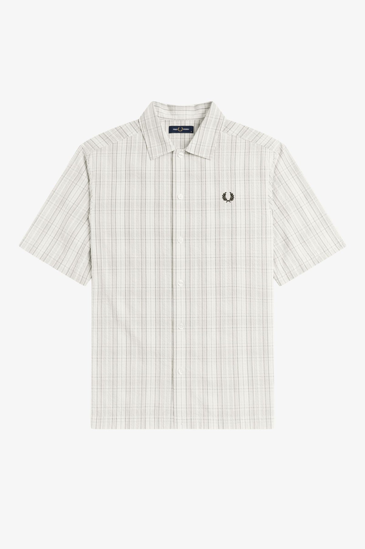 Fred Perry seersucker check shirt Ecru