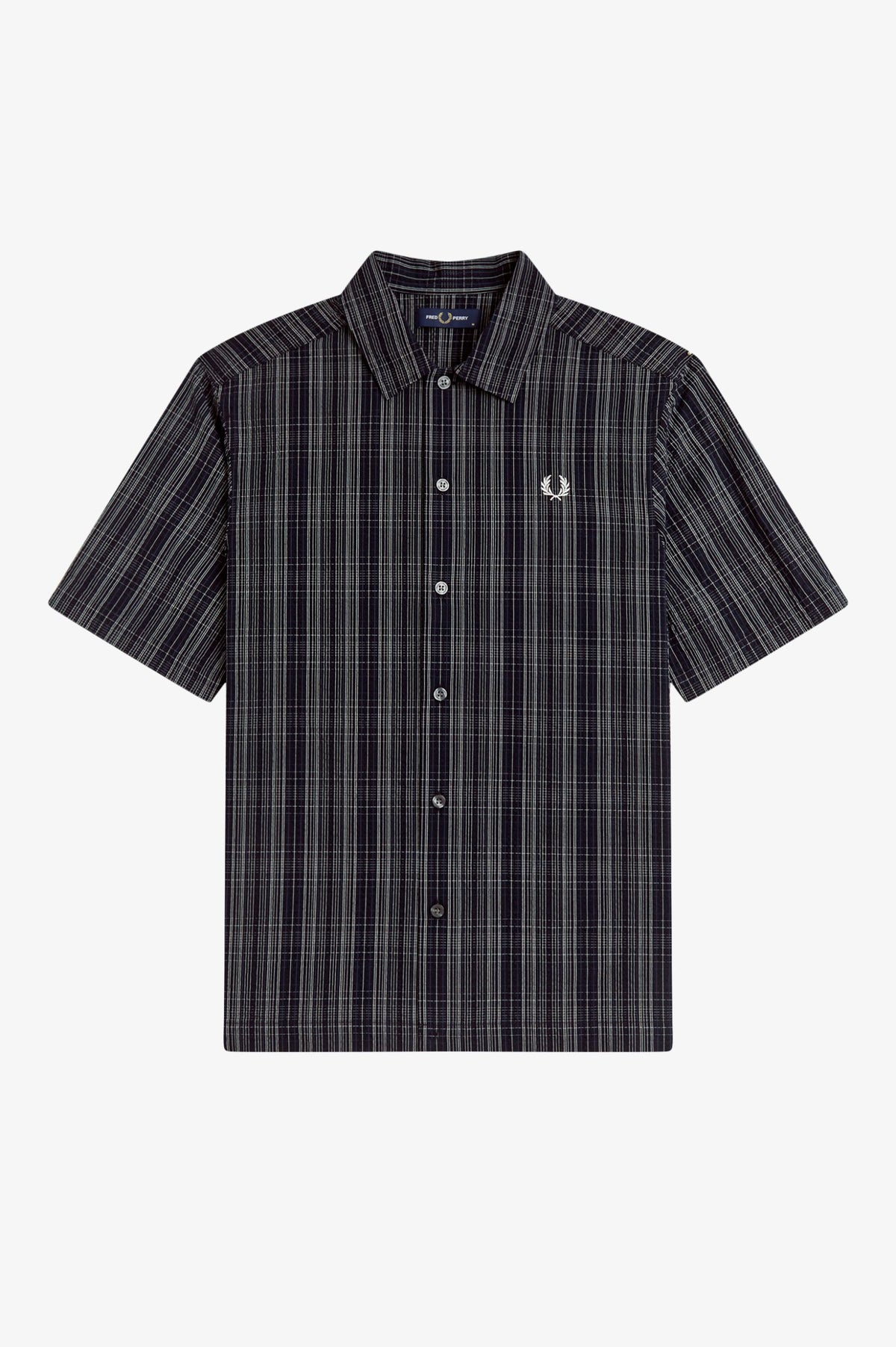 Fred Perry seersucker check shirt navy