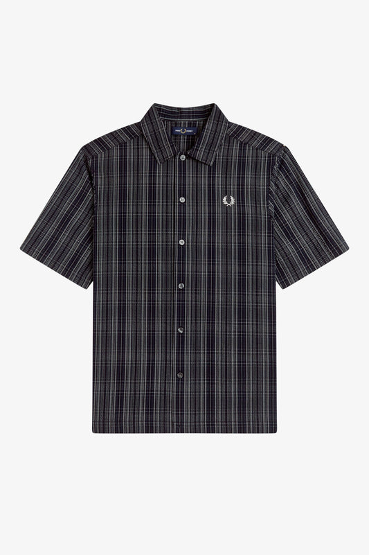 Fred Perry seersucker check shirt navy