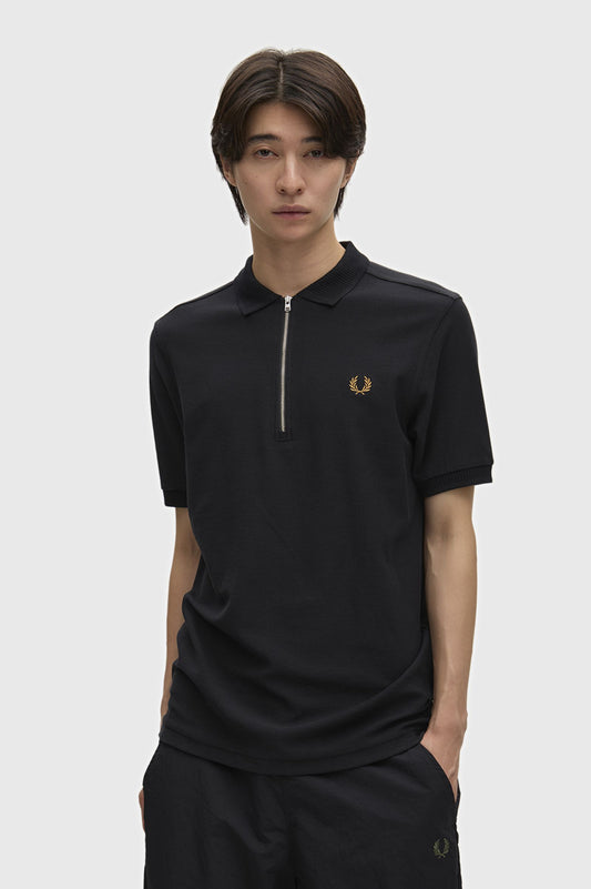Fred Perry Zip Polo Black