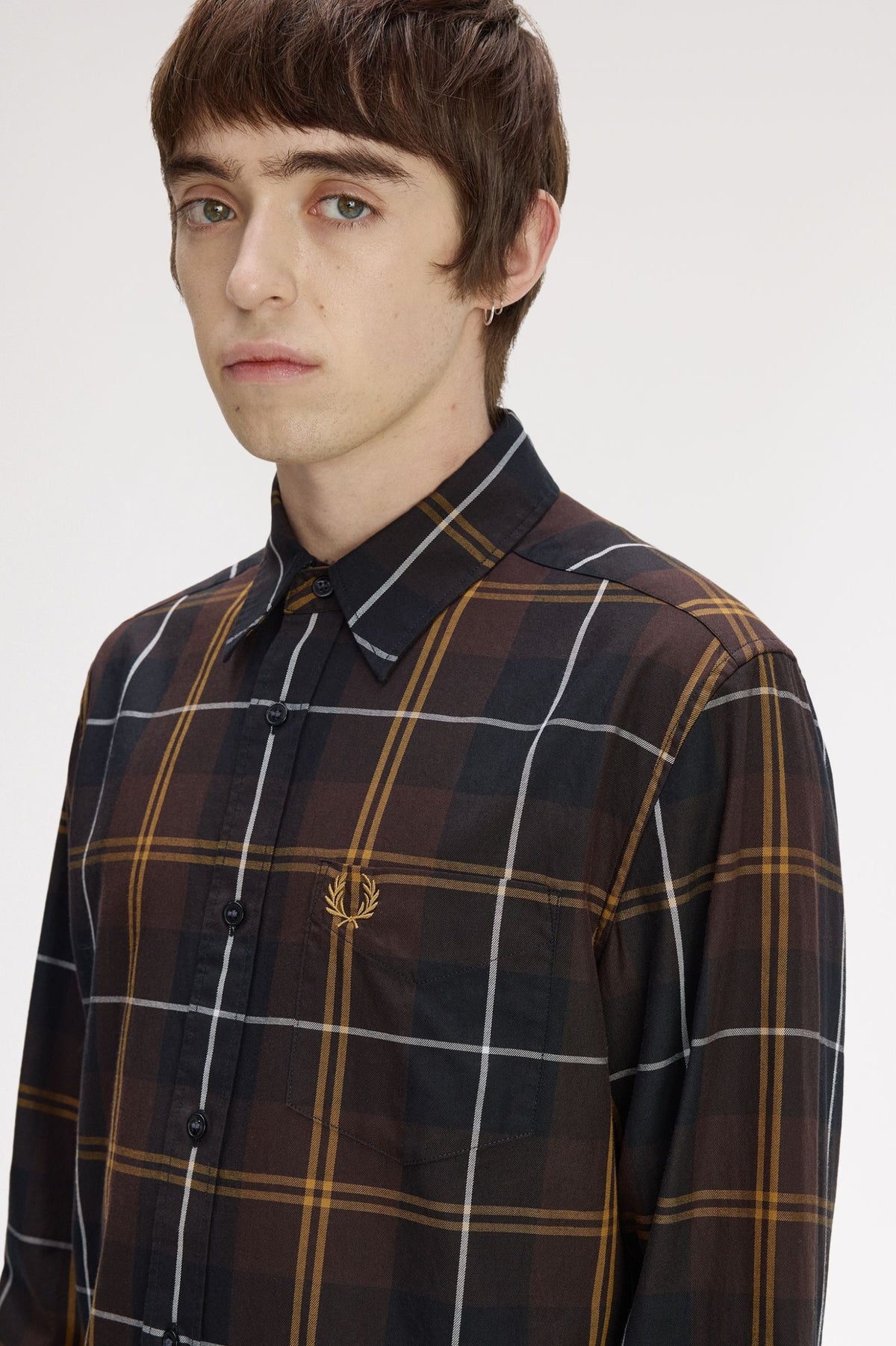 Fred Perry Tartan Twill Shirt Rich Brown