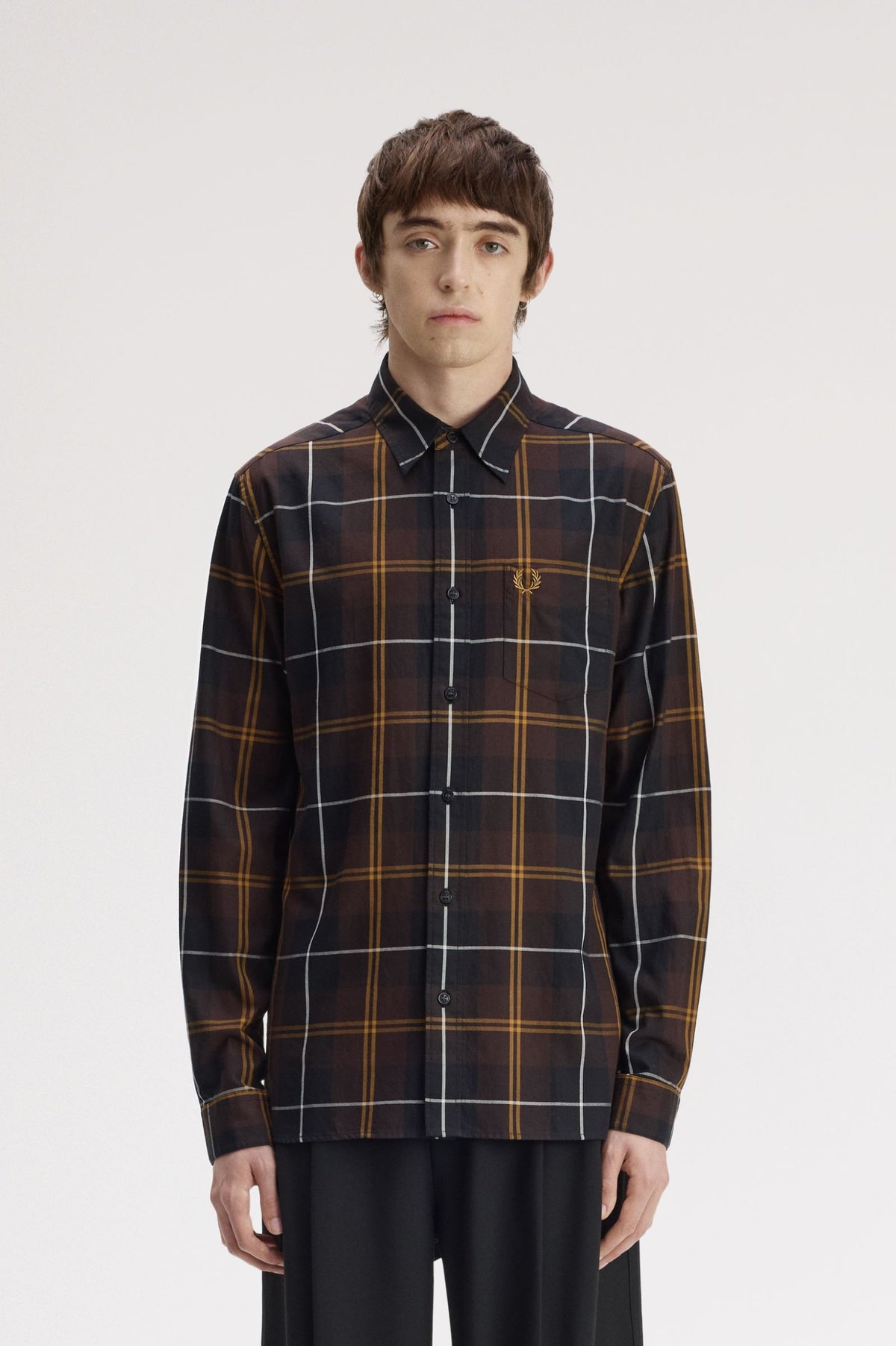 Fred Perry Tartan Twill Shirt Rich Brown