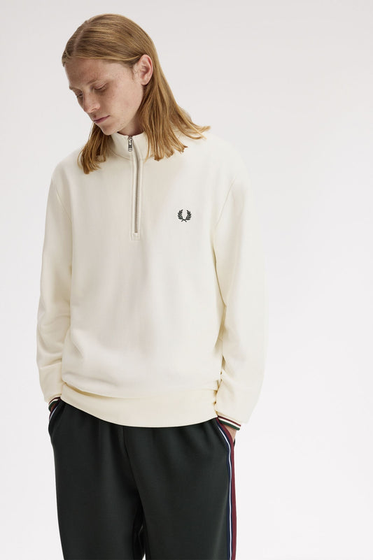 Fred Perry Half zip sweatshirt ecru/oxbld/grsrts
