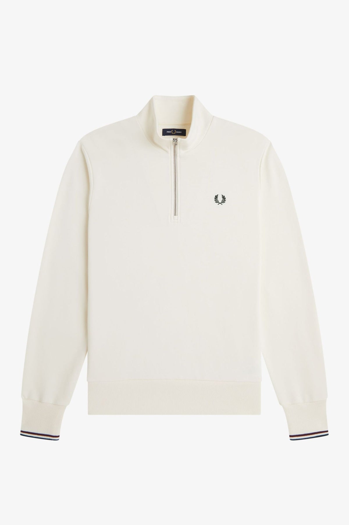 Fred Perry Half zip sweatshirt ecru/oxbld/grsrts