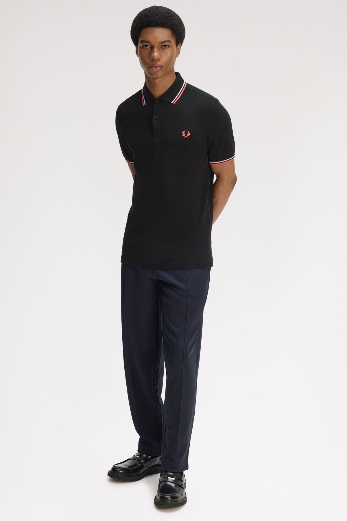 Fred Perry twin tipped polo black/dskbkl/stwcrm