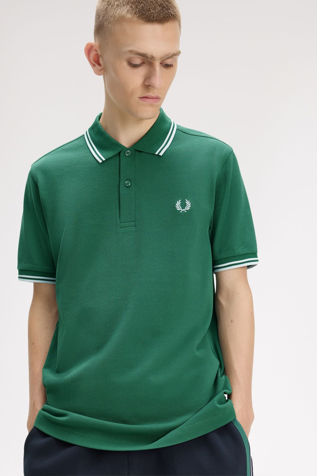 Fred Perry twin tipped polo sptgreen/ltic/ltic