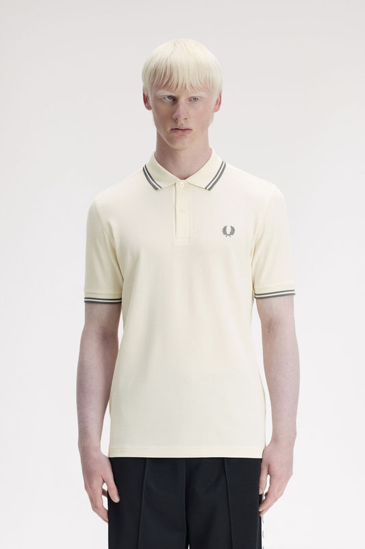 Fred Perry twin tipped polo ecru/stockport blue
