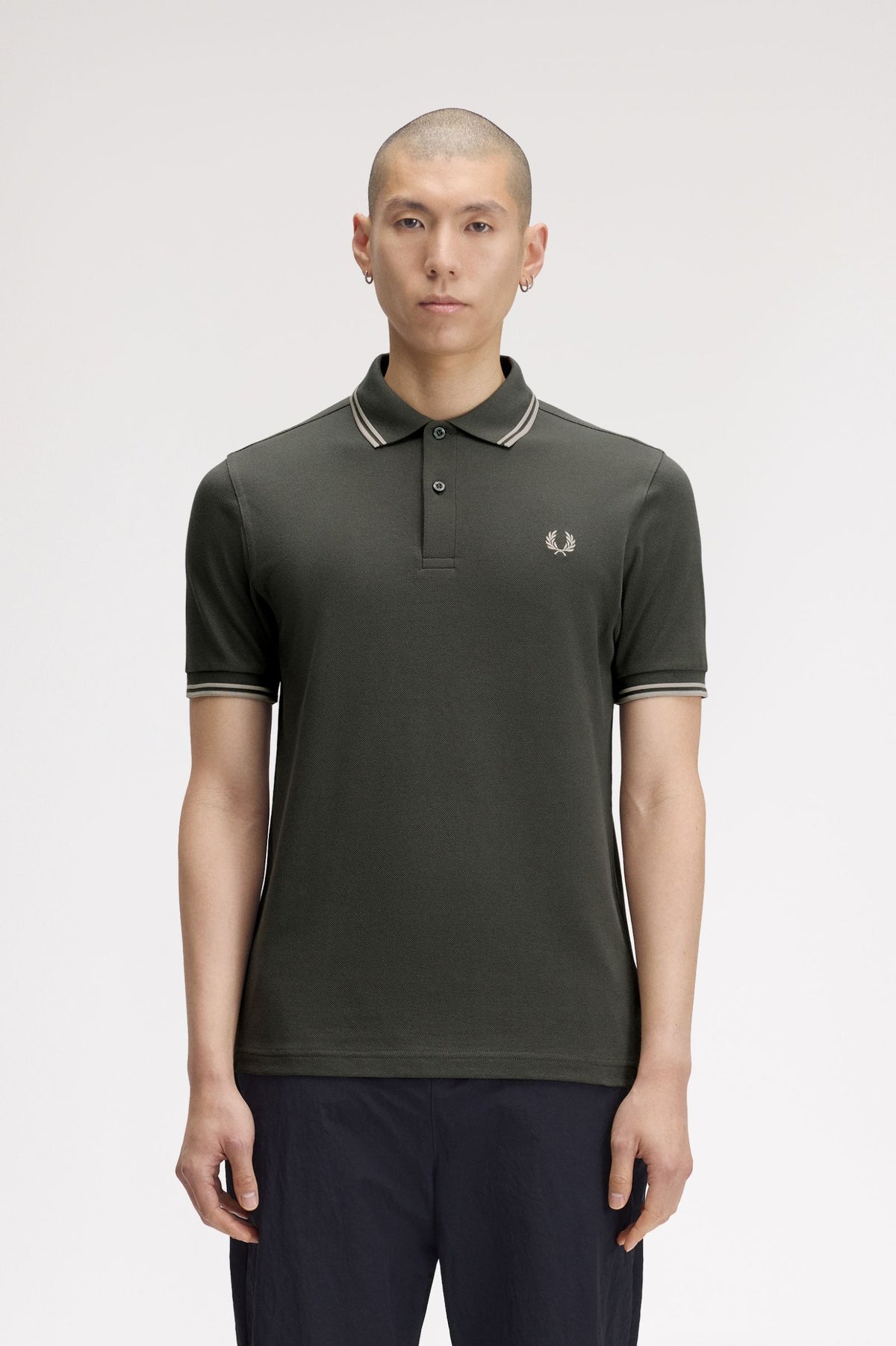 Fred Perry twin tipped polo fieldgreen/oatme