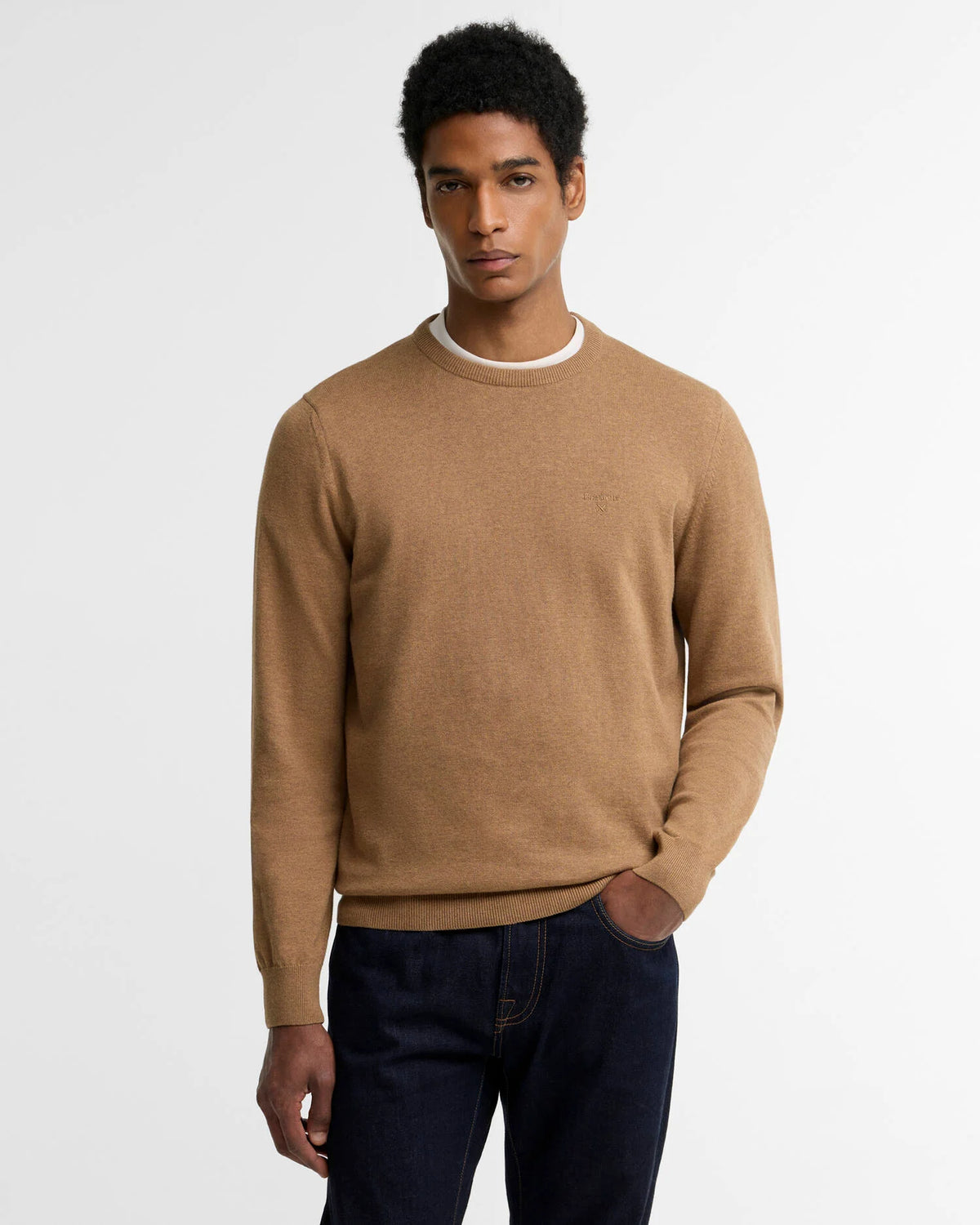 Barbour Pima Cotton Crewneck jumper Sandstone