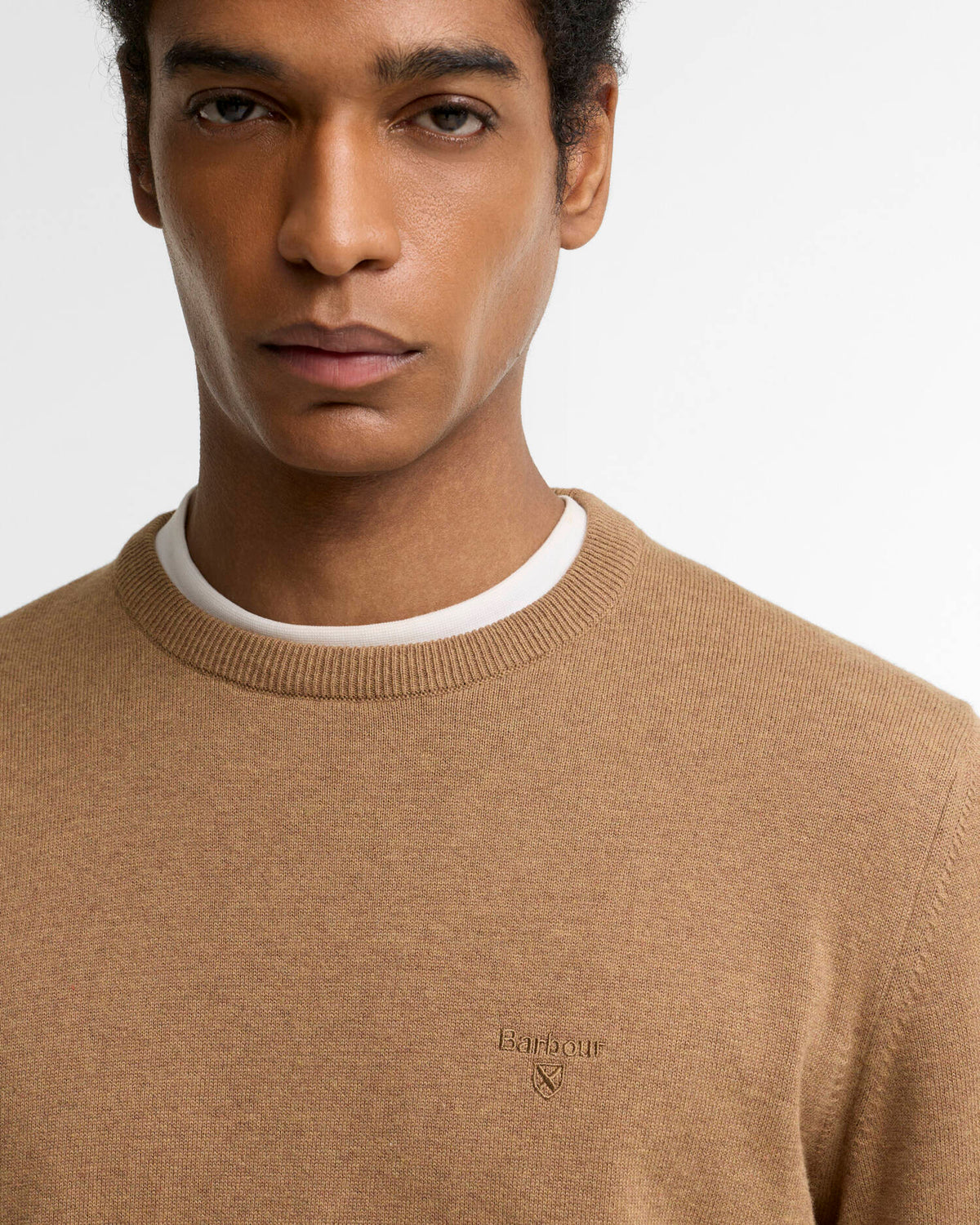 Barbour Pima Cotton Crewneck jumper Sandstone